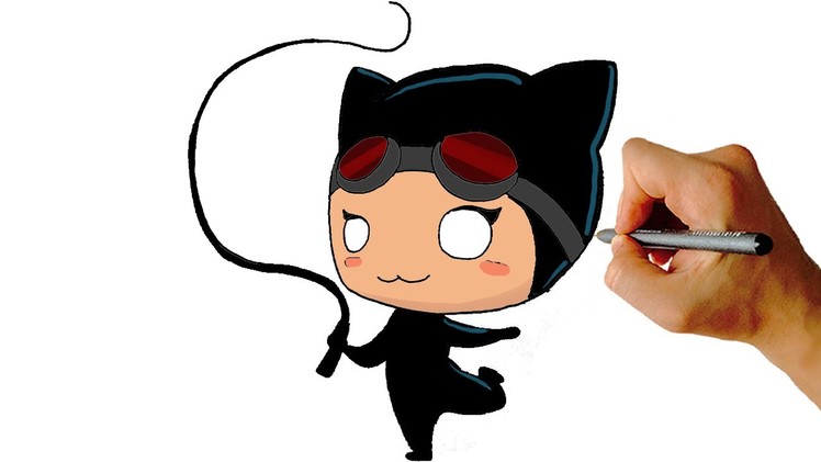 How to Draw Cat Woman Chibi from DC Heroes Easy Step by Step