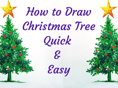 How to draw Christmas tree | Realistic | Easy | Quick | Live with sketch pen