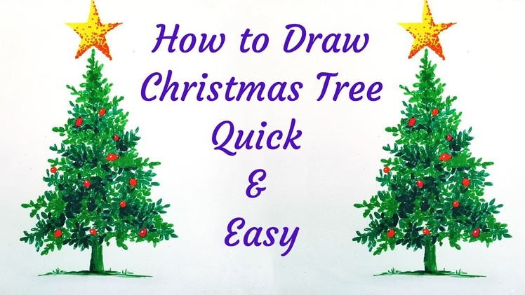 How to draw Christmas tree | Realistic | Easy | Quick | Live with sketch pen