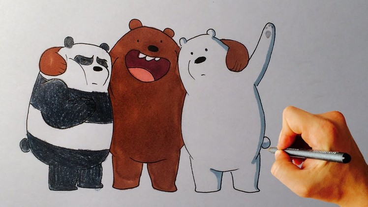 How to Draw Grizzly, Panda and Ice Bear from We Bare Bears - Cartoon Network - Drawing tutorial