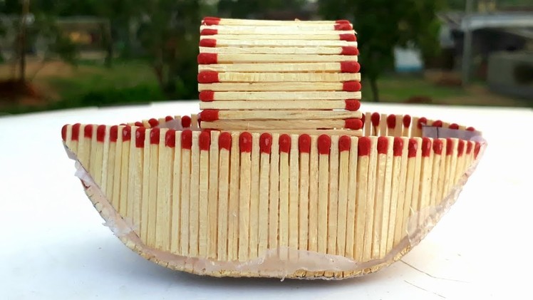 Matchstick art : How to make a matchstick boat.easy match art, DIY craft making from waste material.