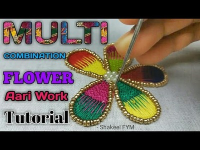 Multi Combination Flower Tutorial | Aari work | flower design tutorial | Thread work aari embroidery