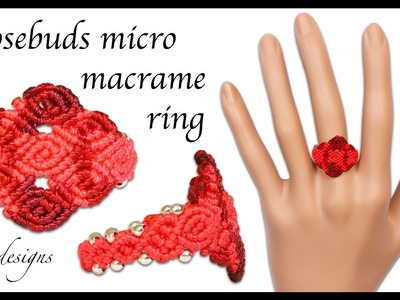 Rosebuds micro macrame ring ⎮ Valentine's Day