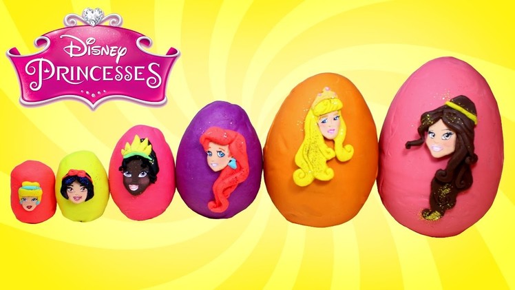 Smallest to Biggest Disney Princess Play Doh Surprise Eggs - Learn Sizes
