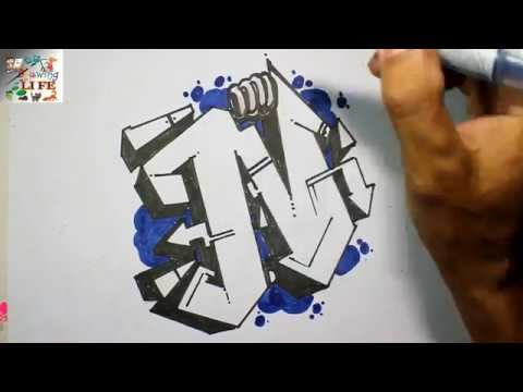 Very Easy ! How to Draw Graffiti Bubble Letters N for Kids​ Step By Step