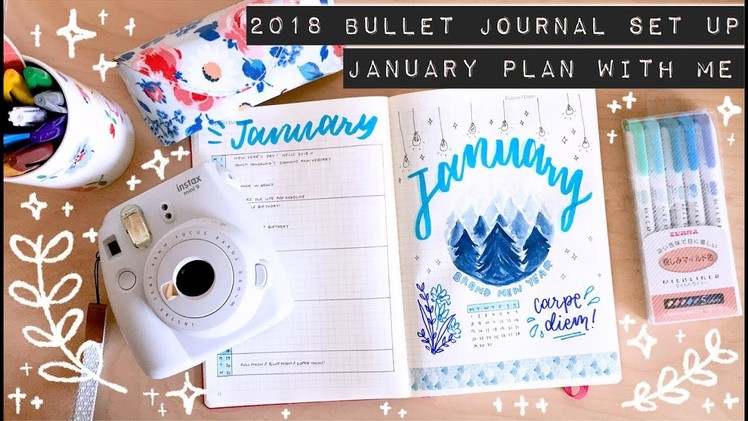 ????2018 bullet journal set up | january plan with me | pen & washi swatches????