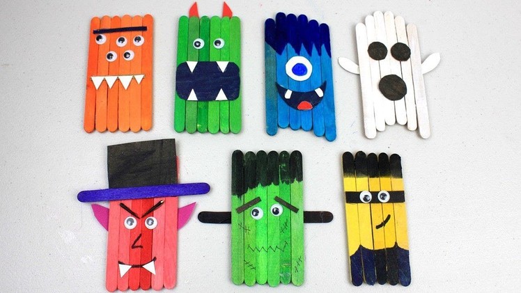 8 Easy Popsicle Stick Crafts | Cute Monsters for Kids To Do At Home