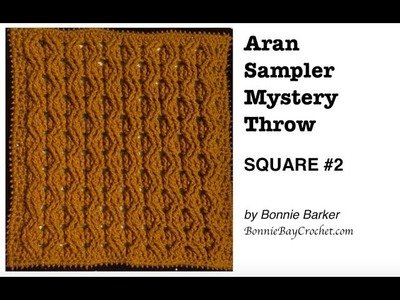 Aran Sampler Mystery Throw, SQUARE #2, by Bonnie Barker