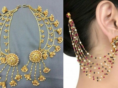 Beautiful earrings with chain.kanchari design ideas.baahubali earrings design ideas for weddings