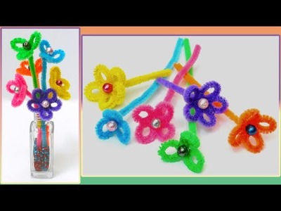 Chenille Pipe Cleaner Flowers with 3, 4 and 5 Petals