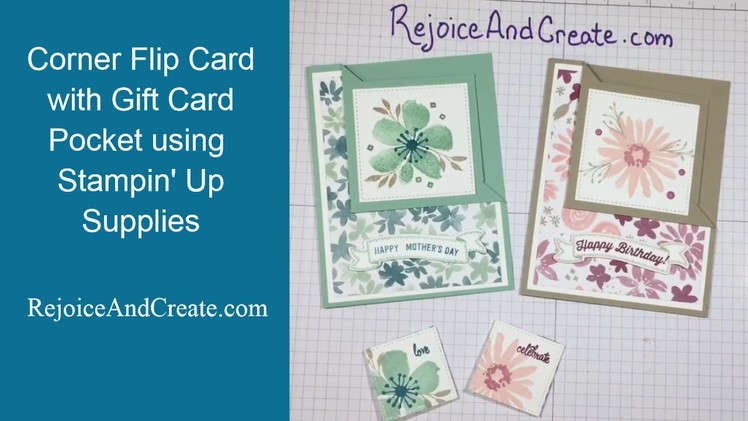Corner Flip Card with Gift Card Pocket using Stampin' Up supplies plus bonus corner bookmark
