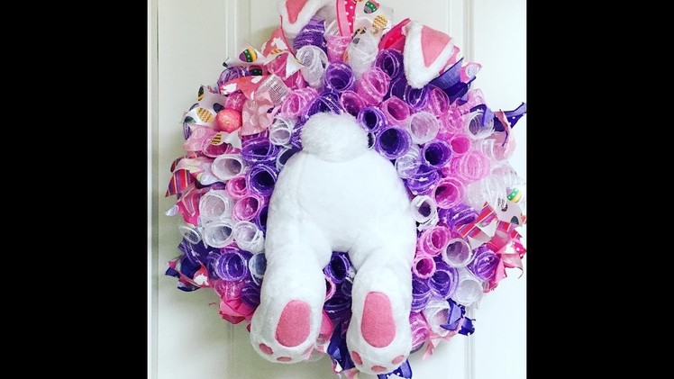 How to make a Easter Bunny Wreath curly method deco mesh wreath