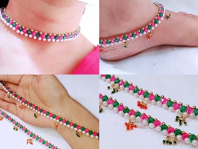 How To Make Anklet.Beaded Anklet.Weaving Anklet At Home. !