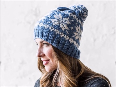 Knit Frozen Snowflakes Beanie - Knitted Hat Pattern Presentation