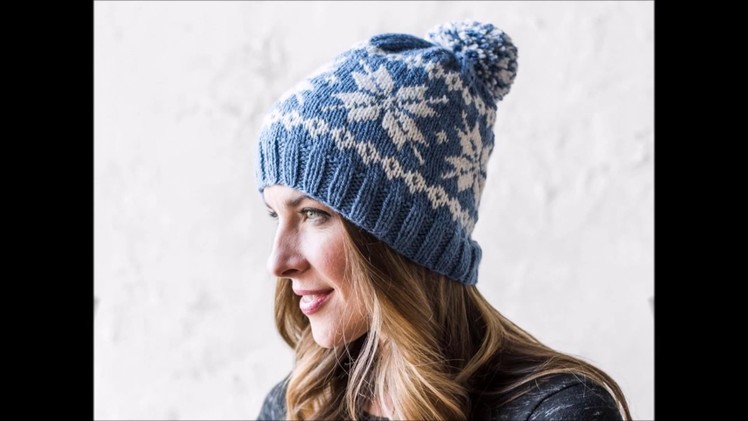 Knit Frozen Snowflakes Beanie - Knitted Hat Pattern Presentation