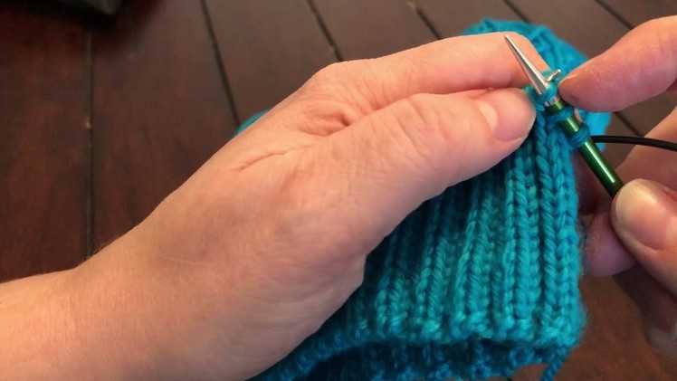 Knit Increases in Ribbing in the Round for Hat