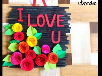 Newspaper Wall Hanging | Best Out Of Waste | With Lovely Rose |Gift idea|Tutorial.By Punekar Sneha.
