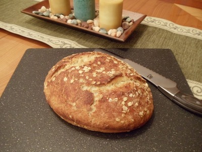 No-Knead Honey Oatmeal Bread (Easy.  No Mixer.  No Yeast Proofing)