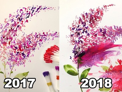 OLD Art vs NEW Art Improvement - Painting with Cotton Swabs