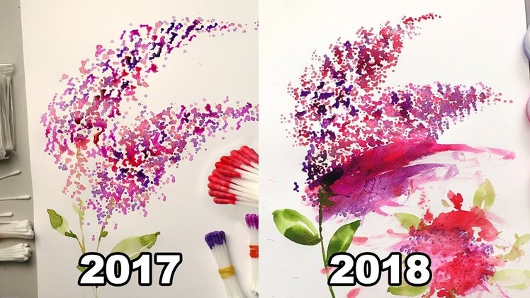 OLD Art vs NEW Art Improvement - Painting with Cotton Swabs