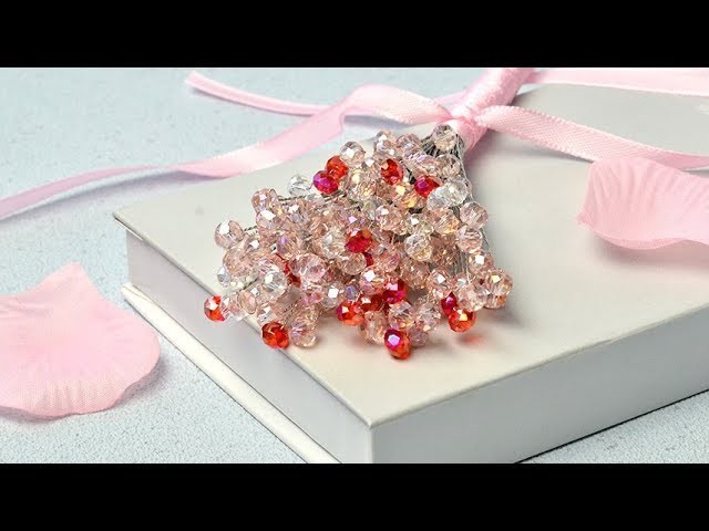 PandaHall Valentine's Day Video Tutorial on Electroplate Glass Beads Flower Bouquet