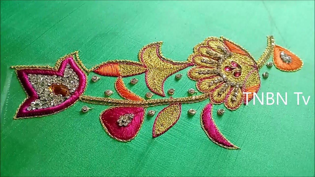Simple maggam work blouse designs hand embroidery stitches for Simple maggam work blouse designs hand embroidery stitches for