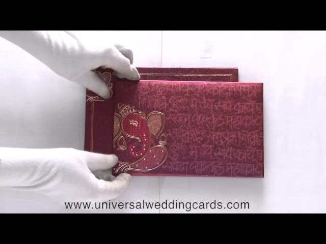 US-1204, Red Maroon, Designer Wedding Cards, Indian Wedding Invitations, Universal Wedding Cards