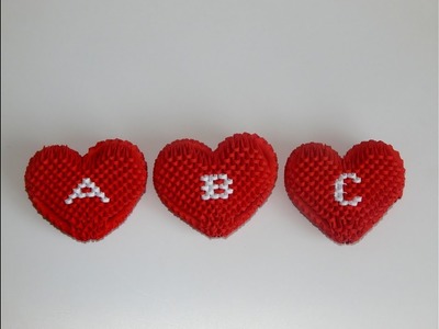 3D origami smal heart letters A - H DIY paper heart letters A -H