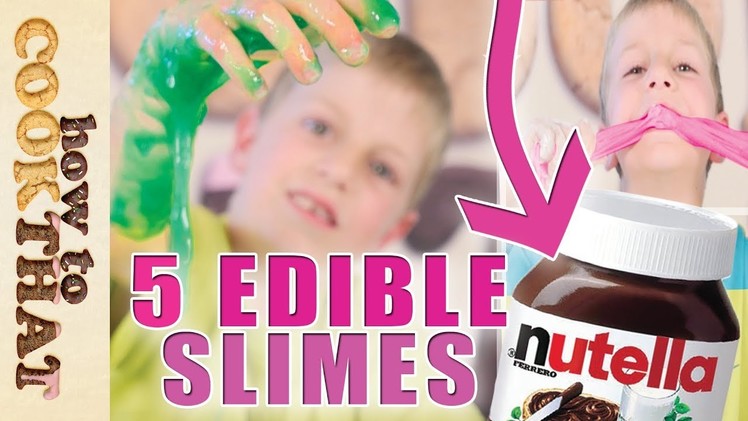 5 DIY Edible Candy Slimes *SLIME YOU CAN EAT* Gummy slime, nutella slime, musk stick, psyllium