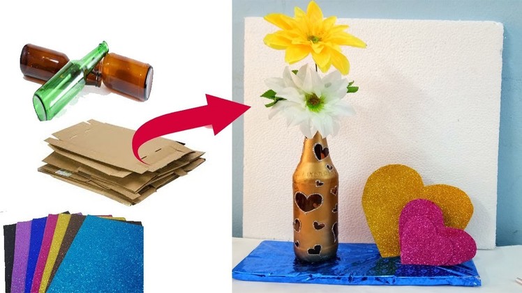 Best out of waste craft ideas of cardboard and empty beer bottle