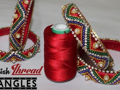 Designer Silk Thread bangles with Colour Ball Chains | New Silk Thread Bangle Designs 2018 | DIY