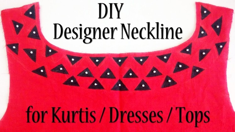 DIY: Designer Neckline pattern for KURTIS |DRESSES |TOPS | Convert plain fabric into Designer wear