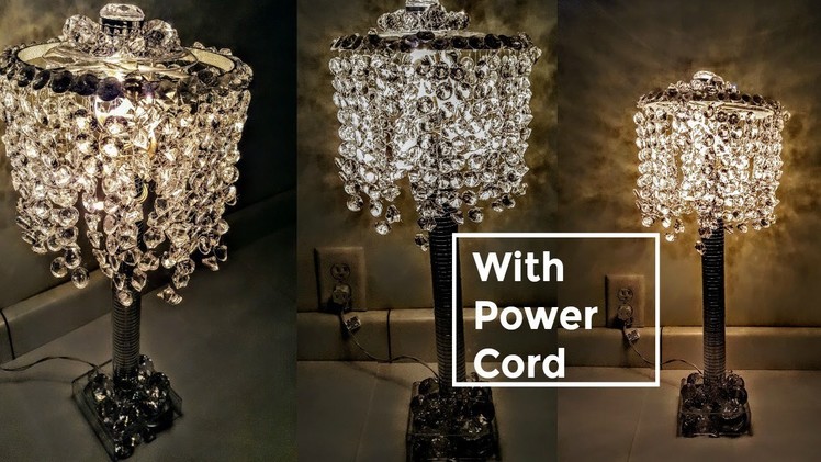 DIY Dollar Tree GLAM Lamp With Power Cord And A Lot Of BLING | Home Decor