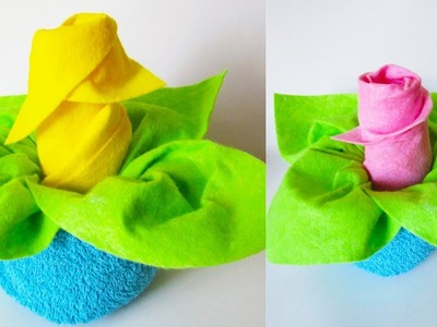 DIY Flower in Vase | Towel Folding Flowers | Washcloth Rose Tutorial | Baby Shower Ideas