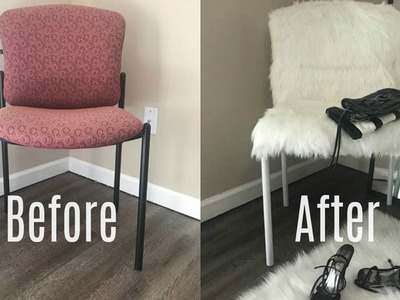 DIY FUR CHAIR UPCYCLE | $1 THRIFT STORE DIY