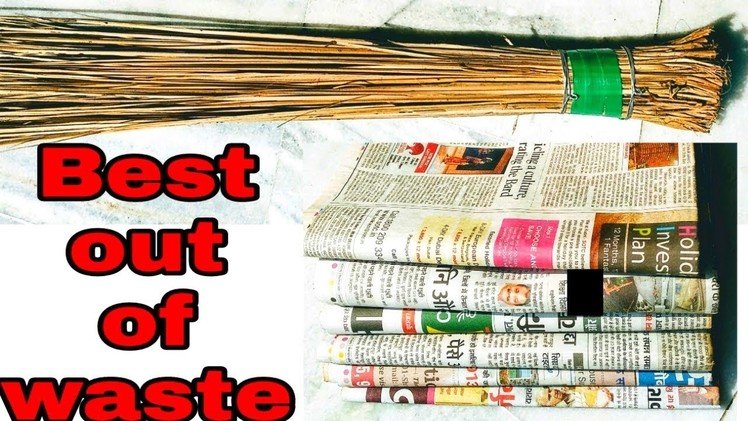DIY Home Decor-Best out of Waste craft-coconut broom & newspaper craft