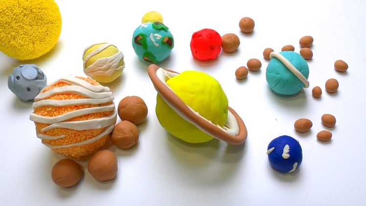 DIY How to make Play Doh Solar System Planets & its Moons How many Moons in universe Kids Play dough