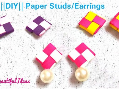 DIY. How to Make Quilling Paper Studs. Earrings at Home.Paper Jewellery.Beautiful Ideas.Tutorials. 