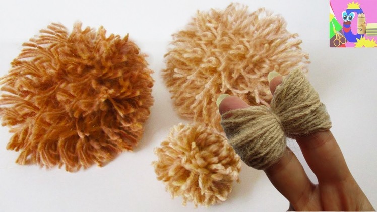 DIY How to make Yarn Pom Poms with your Fingers | Yarn Balls using your Hand | Pom Pom Tutorial Easy