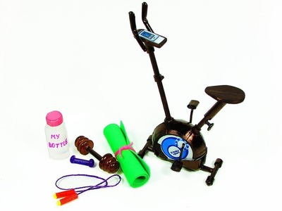 DIY Miniature Doll Sports Kit - Exercise Bike, My Bottle, Jump Rope, Dumbbells, Mat