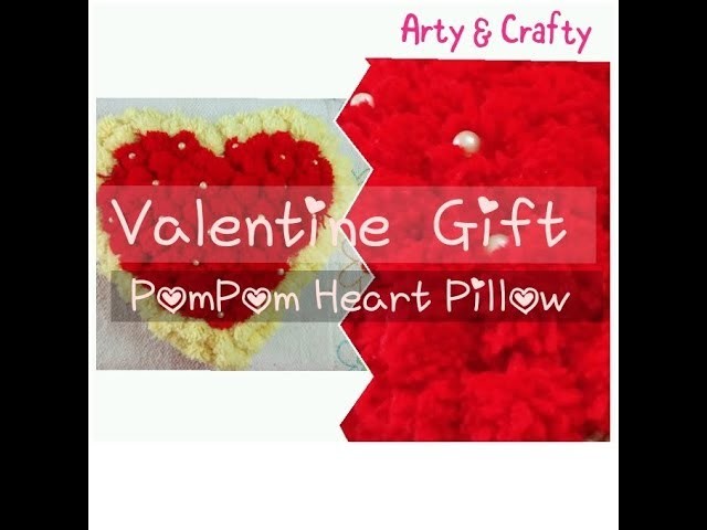 DIY#Pompom  - Valentine Gift#Unique#Craft Idea#How to make Heart Pillow#Handmade#Soft#Heart Shape