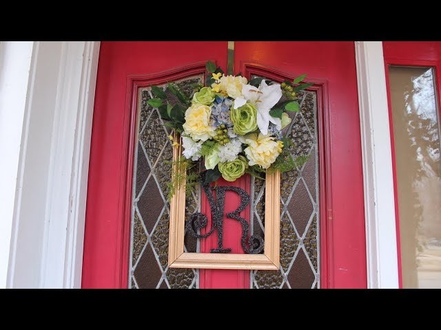 DOLLAR TREE DIY. Monogrammed Spring Wreath. Picture Frame Ideas.LOW BUDGET WREATH