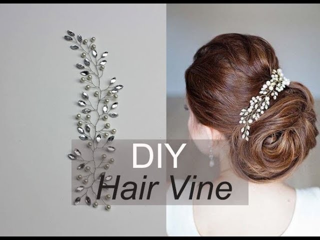 Easy DIY Hair Vine with Rhinestones and Pearsl - Hair Accessory How to Tiara, Hair Comb
