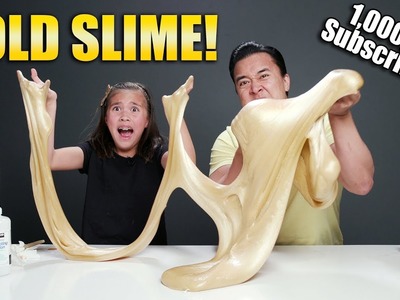 GIANT GOLD SLIME!!! 1,000,000 Subscriber Father & Daughter DIY! 5 Slimes - No Borax!