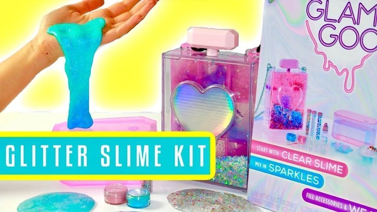 Glam Goo DIY Slime Kit Review Making Glitter Slime Collection Clear Slime Glamgoo Ambi C Vlog Ad