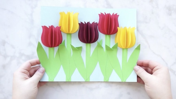 Gorgeous 3D Paper Tulip Flower Craft