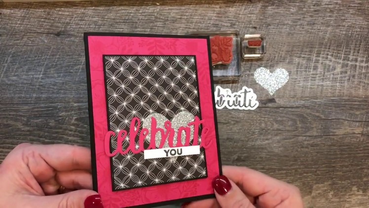 How to create with an easy card layout using DSP and Die Cut words
