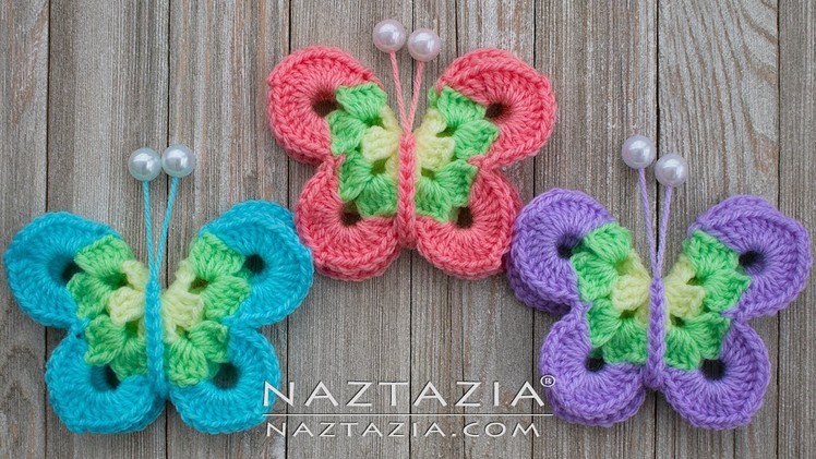 How to Crochet Sweet Simply Butterfly - DIY Tutorial Butterflies Mariposa Borboleta