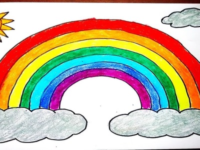 How to draw Rainbow easy for kids.  DIY How to make simple rainbow drawing