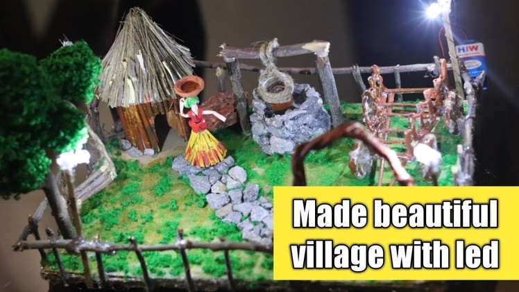 How to make beautiful village by craft, Diy Beautiful village with light made in home by old stuff?